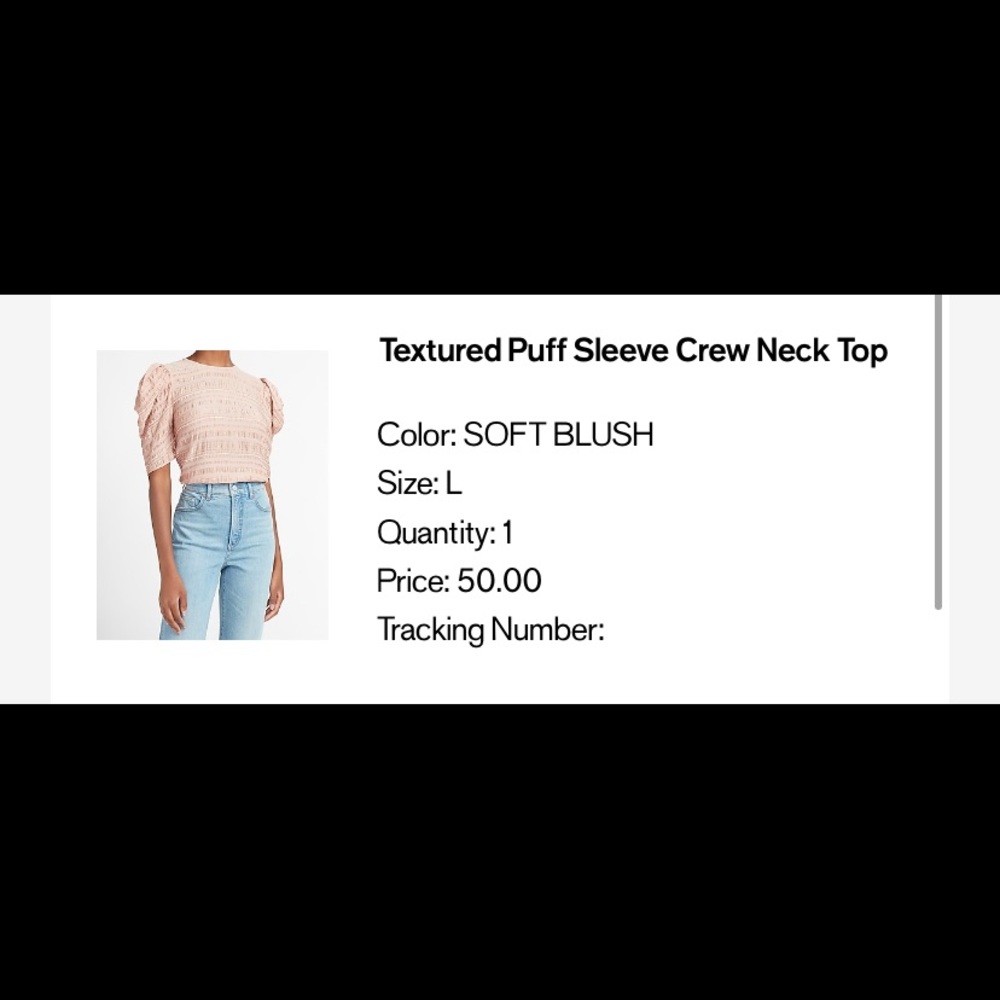 Express - textured puff sleeve crew neck top